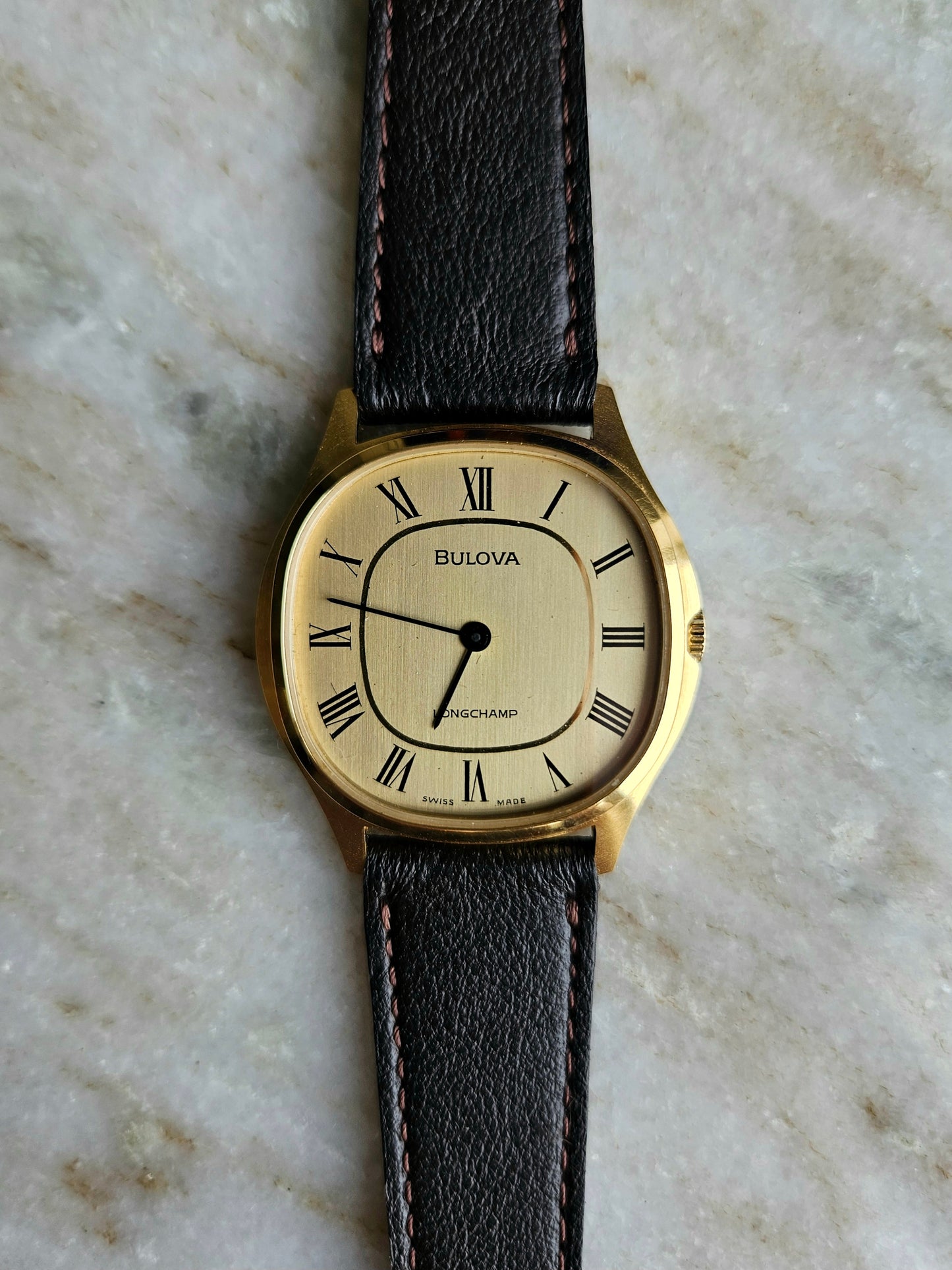 Bulova Longchamp 1980 manual wind vintage men's dress watch