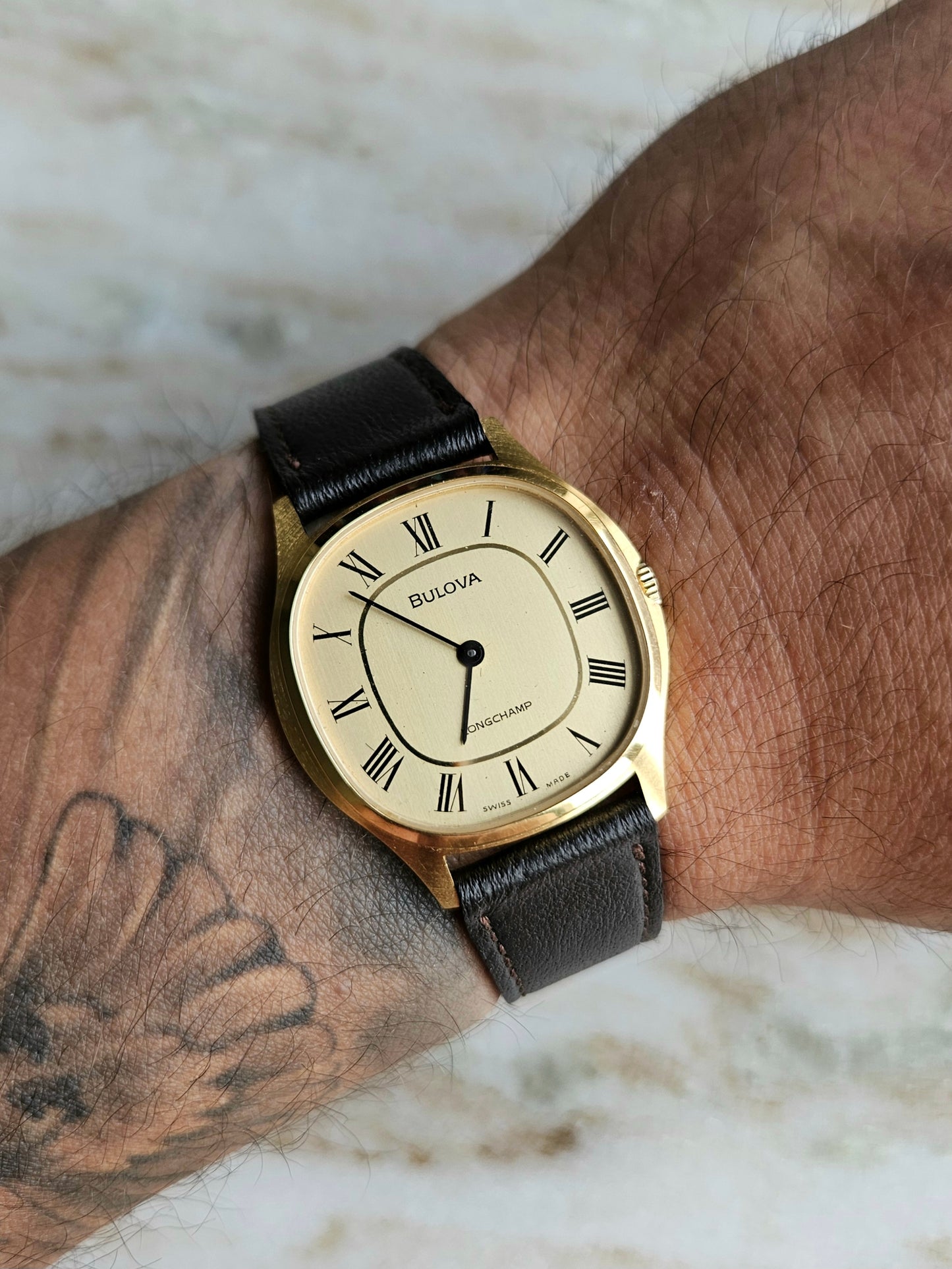 Bulova Longchamp 1980 manual wind vintage men's dress watch