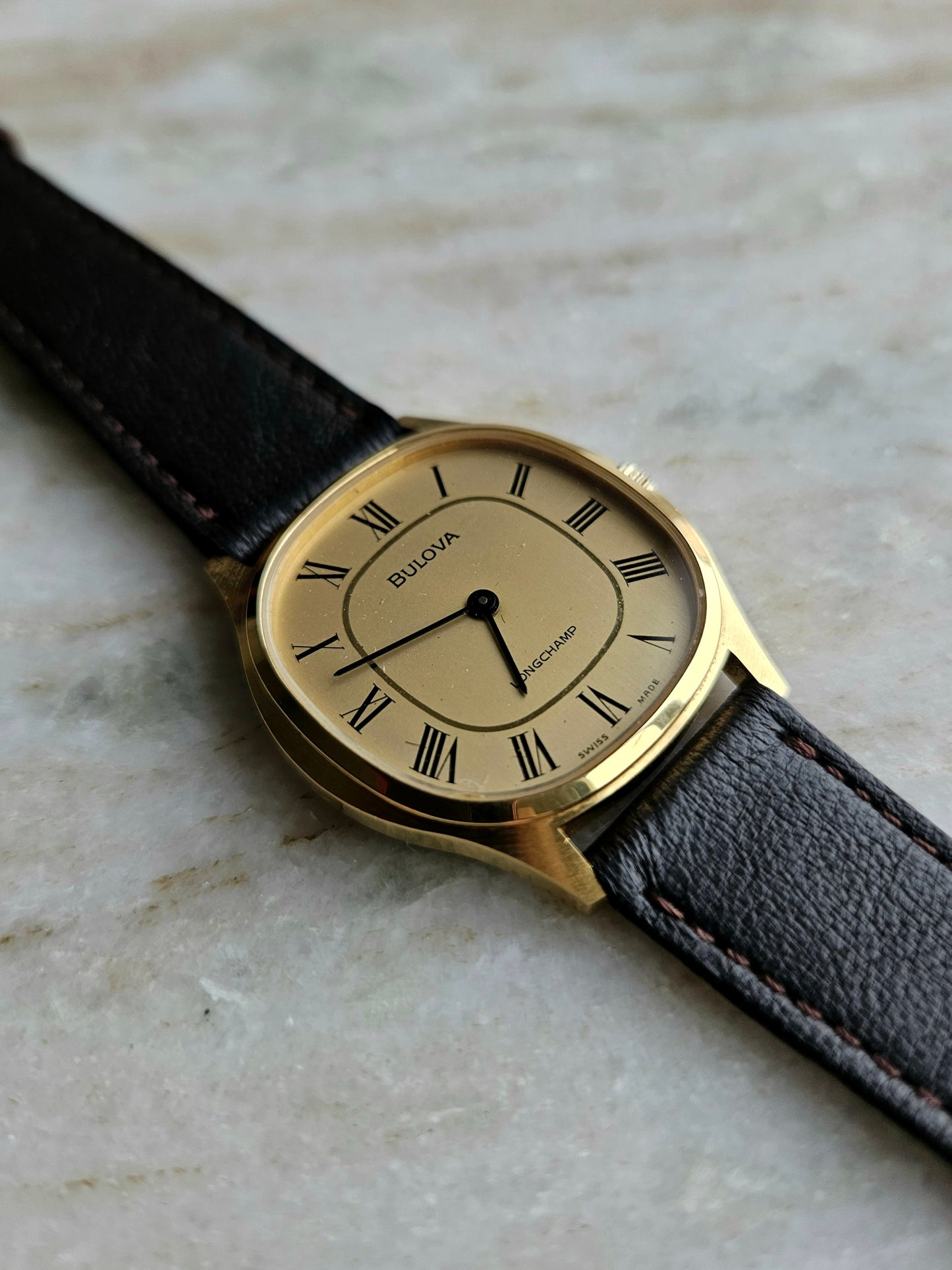 Bulova Longchamp 1980 manual wind vintage men's dress watch