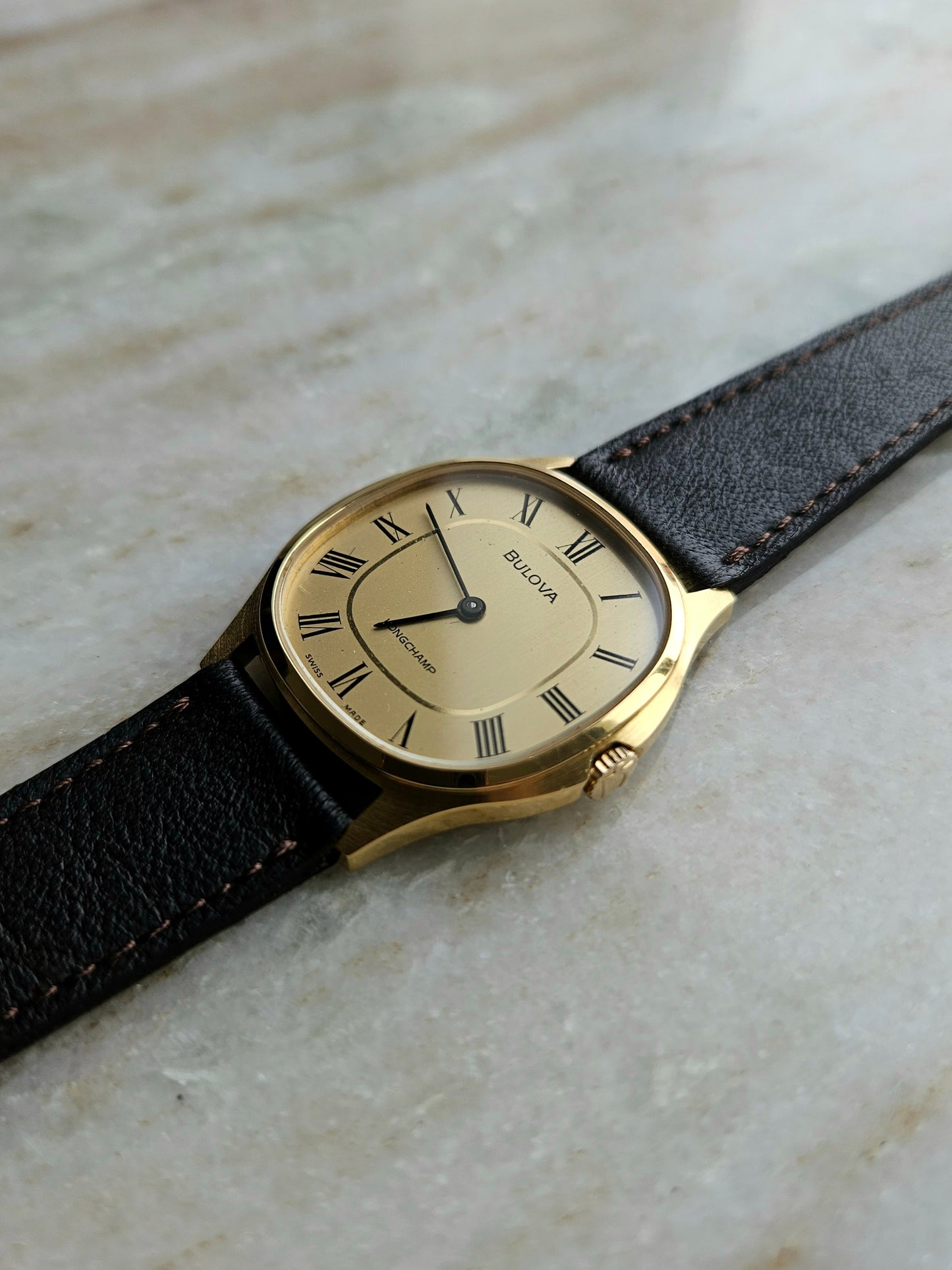Bulova Longchamp 1980 manual wind vintage men's dress watch